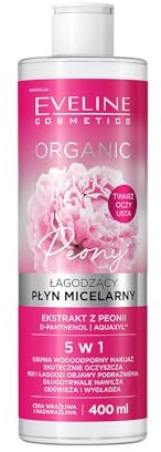 Eveline Cosmetics Sanftes Mizellen Reinigungswasser mit Pfingstrosenextrakt 5-in-1 | Entfernt wasserfestes Make-up | Hydratisiert & Beruhigt empfindliche Haut | 400ml