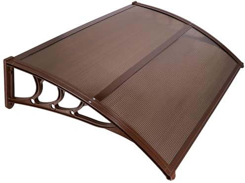 SPRINGOS Marquesina para puerta de entrada curvada, 150 x 75 x 23 cm, techo protector de aluminio y policarbonato