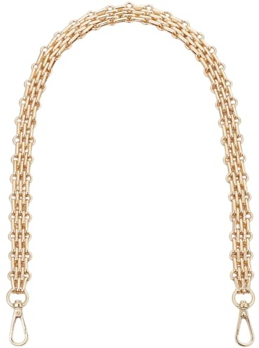 Beebeecraft 60cm Correa de Cadena Dorada para Bolso Correa de Metal para Bolso Correa de Repuesto para Bolso Extensor Ancho Y Grueso Bandolera con Cierres Giratorios para Bolso Bricolaje