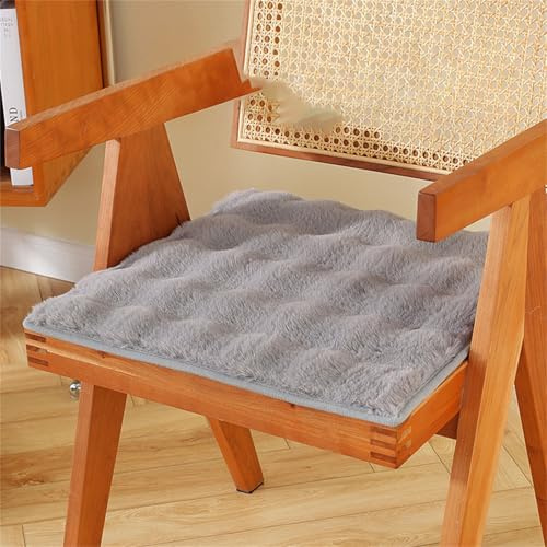 champracer Verdicktes PlüSch Sitzkissen, Fell Sitzkissen Stuhlkissen, PlüSch Stuhlkissen Sitzkissen GefüLlt, Weiche Bequeme rutschfeste Stuhlkissen Garten für Kinder Und Erwachsene (Grau,55x55 cm)