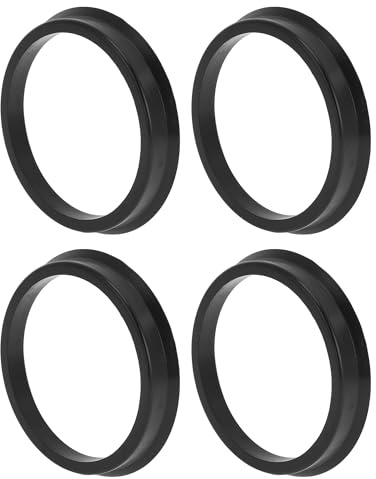 A ABSOPRO Anelli Centrici del Mozzo della Ruota dell'Auto OD 65.1mm a ID 56.6mm Mozzo del Centro delle Ruote Albero di Centraggio Assorbente agli Urti in Policarbonato Nero 4 Pz