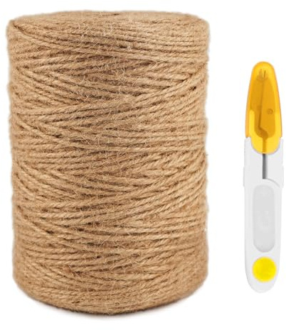 3mm Jute Twine String, 300m / 984feet Biodegradable Garden Twine, Jute Rope, Strong, Natural Jute Twine for Decoration, Garden, Floristry, Bundling and DIY Crafts