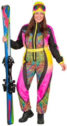 W WIDMANN MILANO Party Fashion - Tuta da sci da donna, tuta con cintura, costume con motivo animale, per carnevale, après-ski e festival