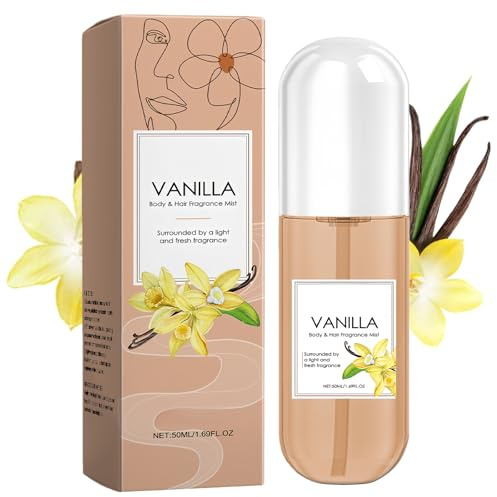 Vanilla Body Spray for Women, Long-Lasting Fragrance Mist with Light Scent for Skin & Hair Care, All-Day Freshness