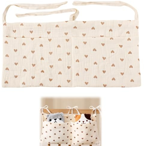 GNALIA Chambre Bébé 1 Unité 38X18Cm Organisateur Suspendu Blanc Cassé Avec Cœurs Pour Couches Jouets Vêtements Lit