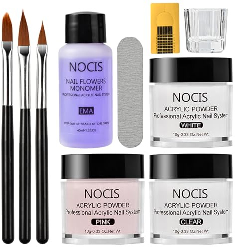 Aumotop Il Miglior Set per Intagliare Extension per Unghie Acriliche con Liquido Acrilico EMA, Ideale Unghie Acriliche Fai-te e Salone di Bellezza, Polvere Acrilica in 3 Colori
