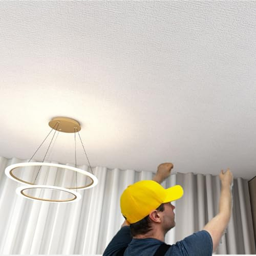 Pannello Decorativo Autoadesivo per soffitto - Carta da Parati autoadesiva in PVC - piastrella in plastica per soffitto, Rivestimento Leggero, Lavabile - Bianco (50 cm di Larghezza x 10 m di