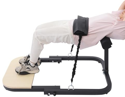 DAHAD Glute Trainer höftstämningsmaskin för hem, hip thrust-enhet med 2 elastiska band, skinktränare bäckenbottentränare vikbar, rumpa tränare träningsutrustning upp till 150 kg