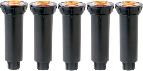 Rain Bird Pop-Up 4-Inch Sprinkler, 5-Pack - Stainless Steel, Black, Customizable Nozzles, Made in USA