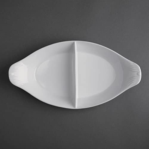 Olympia Divided Oval Eared Dishes 290X 160mm Porcelain Serving Plates 6pc