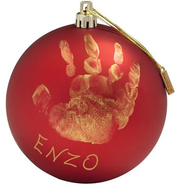 Baby Art Weihnachtskugel Christmas Fairy, Plastik Christbaumkugel zum Selber Gestalten, Baby Handabdruck oder Fußabdruck Weihnachtsdeko, inkl. Benötigter Farbe, 0M+, 10cm, Rot