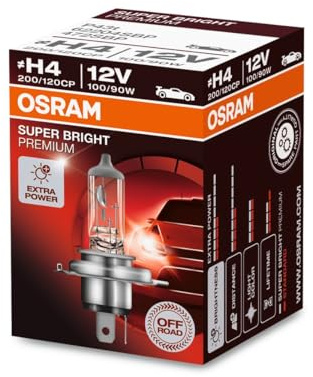 Osram 62204SBP Premium Off-Road Super Bright H4 Headlight Bulb Vibration-Proof Technology, Yellow