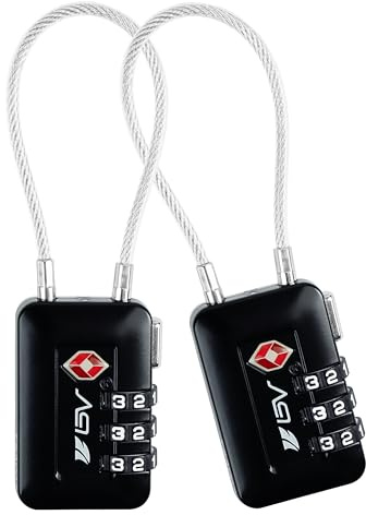 TSA Accepted Luggage Travel Lock, Set-Your-Own Combination Lock for School Gym Locker, Luggage Suitcase Baggage Locks, Filing Cabinets, Toolbox, Case (Black, 2 Pack)