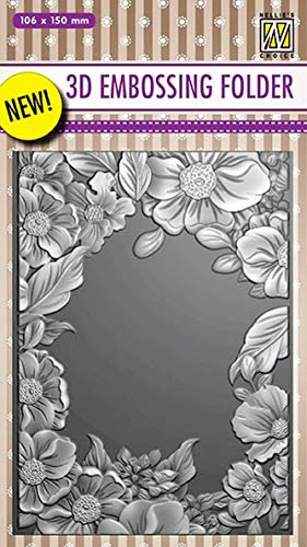 Nellie's Choice Prägeschablone - 3D Embossing Folder Flower Frame 106x150mm