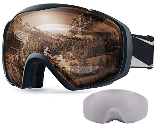 OutdoorMaster Maschera da Sci Premium Unisex con Custodia, Occhiali da Snowboard, Occhiali da Sci, Protezione UV al 100%, Occhiali da Sci Antiappannamento per Donne, Uomini, Ragazzi e Ragazze