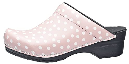 Sanita Fenja Mule Clog | Original Handmade Flexible Leather Clog for Women | Maximum stability | Anatomical shaped footbed with soft foam | Shock absorbing heel | Pink | 42