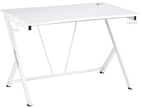 Enrico Coveri Scrivania Ergonomica Multifunzione Per PC, Gaming e Studio, Con Sistema Di Gestione Cavi e Supporto Per Oggetti e Cuffie, Per Cameretta ed Ufficio (Bianco)