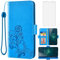 Asuwish Compatible with Sony Xperia XZ2 Wallet Case and Tempered Glass Screen Protector Flip Purse Accessories Wrist Strap Card Holder Cell Phone Cover for Experia ZX2 H8266 H8216 H8296 Women Men Blue