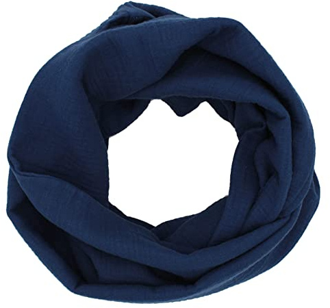 Bufanda de muselina con bucle, 100 % algodón fino, para mujer, primavera, otoño, Azul medio., XXL