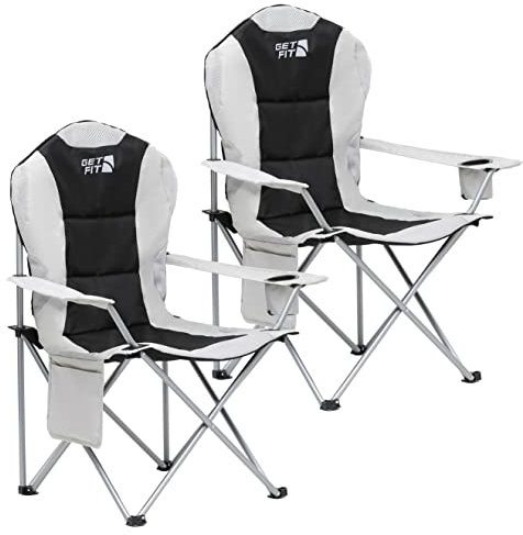 Get Fit Premium Campingstuhl – dick gepolsterter Klappstuhl für Erwachsene mit Zeitschriftentasche, Getränkehalter und Tragetasche