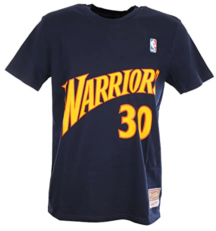 Mitchell & Ness NBA Golden State Warriors Stephen Curry Hardwood Classics T-Shirt Herren dunkelblau/Gold, M