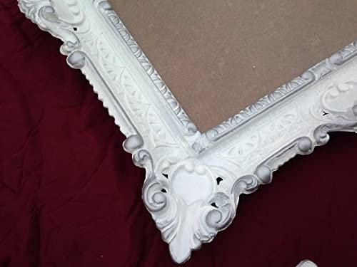 Marco de fotos rectangular dorado antiguo, 57 x 47 cm, marco de espejo barroco, 30 x 40 cm, marco polaco 3049G (blanco y plata)