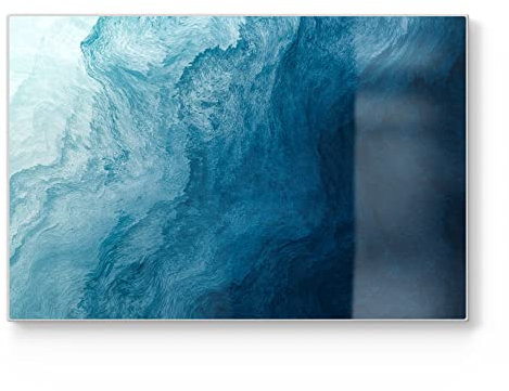 DEQORI Planche à découper en verre | Grande taille 30 x 20 cm | Motif vagues agitées | Planche à découper design pour cuisine | Planche à petit-déjeuner antibactérienne & antidérapante | Plateau en
