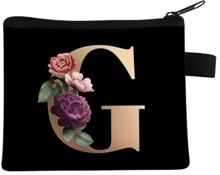 FAVORTALK Girls Purse Small Coins Bag for Handbag Women's Coin Purses & Pouches Change Holder Bags with Zipper Coin Change Pocket Initial Floral Money Pouch - 13609