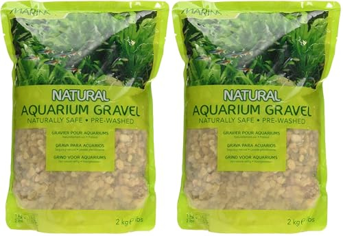 Marina Decorative Aquarium Gravel Natural Desert Pebble, 2-4 mm, 2 Kg, Beige (Pack of 2)