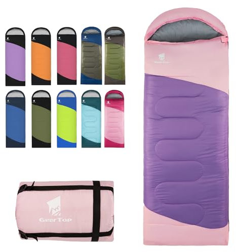 GEERTOP Saco de dormir para mochilero, para camping, sacos de dormir ligeros para adultos y niños, verano, cálido, clima frío, senderismo, viajes (ciruela)