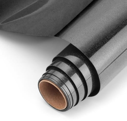 NANAPLUMS Plotterfolie Textil, Glitzer 3D-Puff-Vinyl- 30,5 x 100 cm Puff HTV Vinylrolle für T-Shirts, 3D-Puff-Hitzetransfer-Vinyl, Glitzer Schwarz