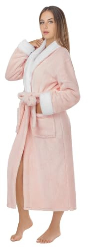 LEBENGOOD Robe de Chambre Femme Hiver, Peignoir Polaire, Sortie de Bain Chaude, OEKO-TEX®,Rosa L