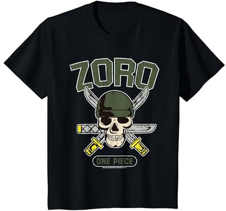 Sombrero de Paja Pirate Hunter Roronoa Zoro Logo Anime Niños Camiseta, Niños, Negro, 10 años