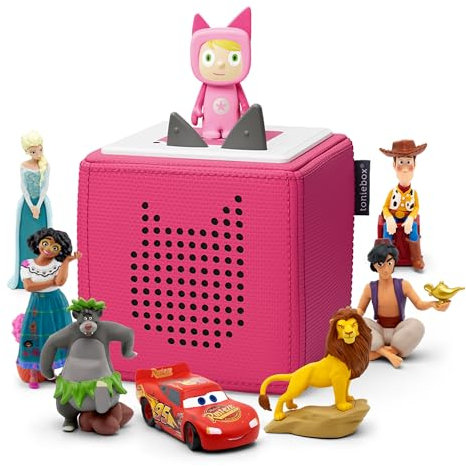 tonies Ultimate Disney and Pixar Pink Toniebox Starter Set Bundle with 7 Disney and Pixar Characters, Disney Frozen, Encanto, Jungle Book, Aladdin, Lion King, Cars, Toy Story