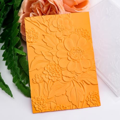 OTCRAFT Pochoirs de gaufrage en plastique sur le thème des fleurs 3D - Pivoine pour bricolage, scrapbooking, album photo, cartes, loisirs créatifs, décoration pour la fabrication de cartes, gabarit de