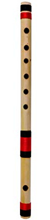 Flûte musicale Bansuri en Do 6 trous en bambou avec sac de transport (43,2 cm)