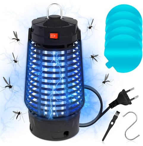 AMFUN Lámpara antimosquitos Exterior con Lámpara LED, 1600V 12W UV Lampara Mosquitos, Lámpara Antimosquitos Electrico, para interior y exterior, Atrapa eficazmente Mosquitos, Moscas y Polilla