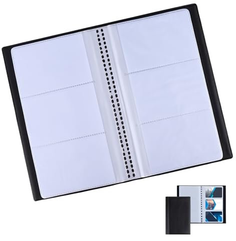 Visitenkartenmappe für 240 Karten, Visitenkartenbuch praktischer Kartenhalter für Büro, Praxis und Zuhause, Organizer für Visitenkarten, Kundenkarten und Kreditkarten, mattschwarze Lederoptik