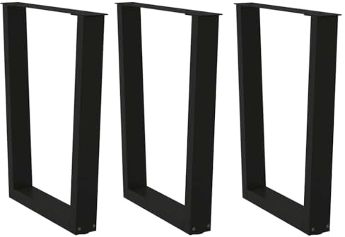 QUAHEAS Lot de 3 pieds de table à manger en forme de V - Noir - 70 x (72-73,3) cm - Acier revêtu par pulvérisation - Réglables - Pour tables, meubles, bureau