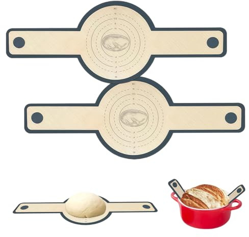 KLINNA 2 alfombrillas de silicona para horno holandés, soga de pan con asas largas, base para hornear reutilizable, alfombrilla de pan para horno, juego de accesorios profesionales, fácil de limpiar