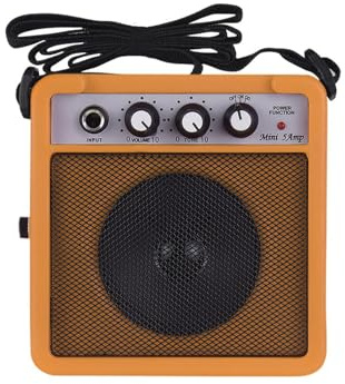 CHICIRIS Gitarrförstärkare Mini Gitarrförstärkare 5W Bärbar Högtalare med Volym Tone Overdrive 3,5 Mm och 6,35 Mm Hörlursutgång för Nybörjare Som Reser (Gul)