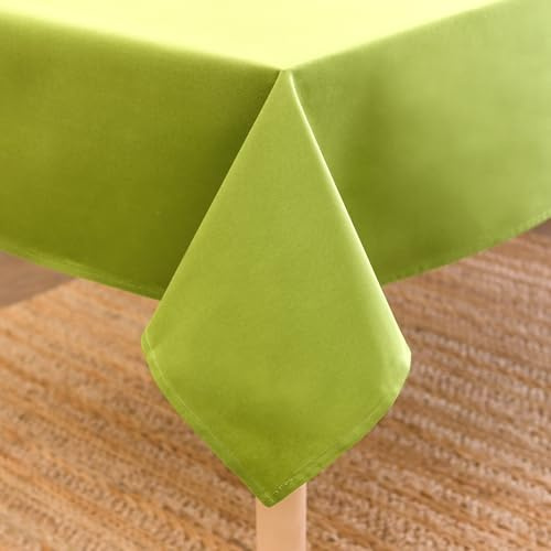 Encasa XO Dining Table Cover | 56x72 in Cotton Canvas Rectangular Tablecloth | Machine Washable, Lime Green Table Cloth for Indoor & Outdoor Dining, Durable, Easy-Care | Suitable for Any Occasion