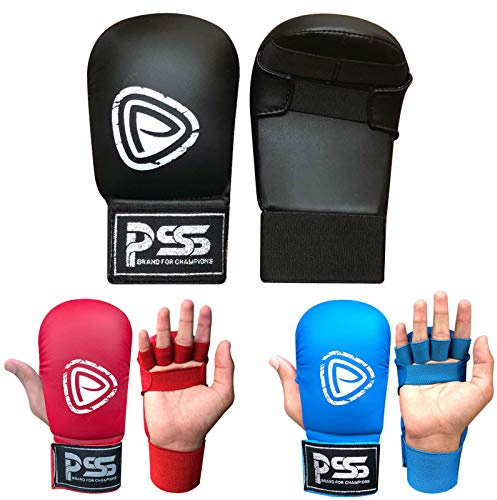 PSS, Guanti Karate da Allenamento WKF, Arti Marziali, Senza Pollice, Colore Rosso 1018 XS
