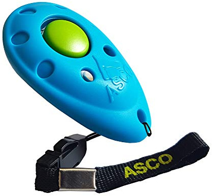 ASCO Clicker prémium Entrenamiento, clicker Profesional para Perros Gatos y Caballos, adiestramiento de Perros con clicker, Azul AC04P