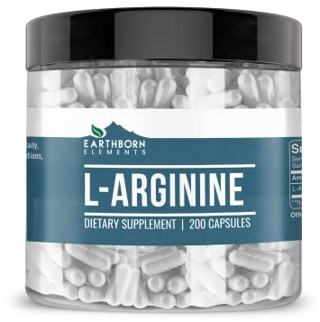 Earthborn Elements L-Arginine Pure & Undiluted, No Additives (200 Capsules)