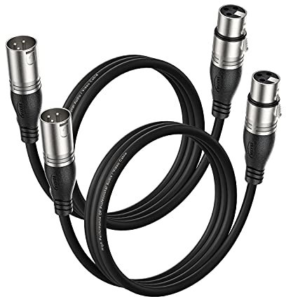 EBXYA XLR Kabel XLR-Mikrofonkabel 1M/3FT 2 Packungen -3 Pins Symmetrischer XLR-Stecker auf Buchse Bühnen-Patchkabel DMX-Kabel für Mikrofon-Audio-Mixer