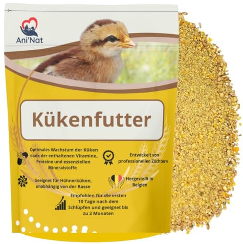 AniNat 1.8kg Aliment démarrage pour Poussins, Nourriture 1er âge avec vitamines, protéines et minéraux, huiles essentielles. Adapté dès la Naissance. sans OGM. sans Antibiotique