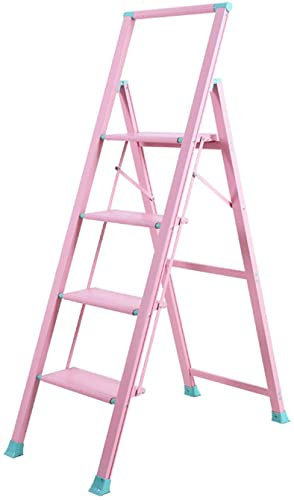 Pink Blue Warehouse Leitern, Home 3/4 Step Leiter Aluminiumlegierung rutschfeste Klappstufen Store Supermarktleitern