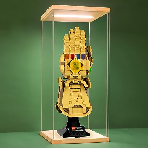 NONEMEY Acrylic Display Case with Led light for Lego 76191 76223，Assemble Clear Acrylic Display Case Stand Dustproof Protection Showcase Organizer Box for Action Figures (6.3x7.5x14.5inch, 16x19x37cm)