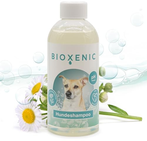 BIOXENIC HUNDESHAMPOO | 500 ml für alle Hunderassen und Felltypen. Extra Pflege durch Kamille. Glanz und Geschmeidigkeit ohne den Geruchssinn zu irritieren.